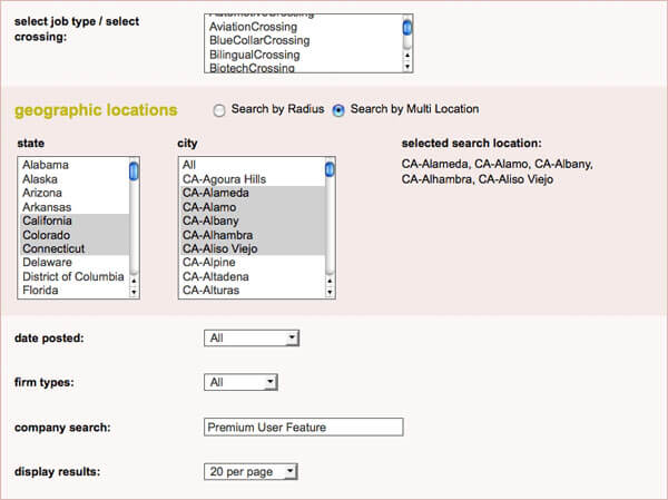 Job type, location